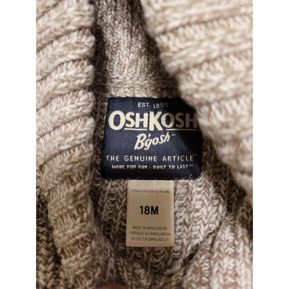 OshKosh Bgosh Toggle Button Knit Shawl Collar Cardigan Sweater Oatmeal Beige 18M - Picture 5 of 5